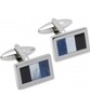 Unique Mens Steel Cufflinks with Mother of Pearl and Onyx Inlay