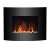 1.8kW Black Curved Screen Wall Mounted Fireplace with Pebbles