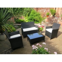 Black Rattan 4 Piece Outdoor Sofa Set with Table
