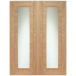 Palermo Unfinished Oak Clear Glass Internal Rebated Pair Door