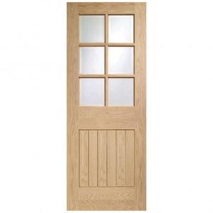 Suffolk Unfinished Oak Clear Bevelled Glass Internal Door