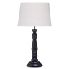 1 Light Traditional Style Table Lamp with Light Grey Drum Shade - Black