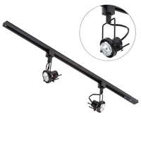 1 metre Track Light Kit with 2 Greenwich Heads and Halogen Bulbs - Black