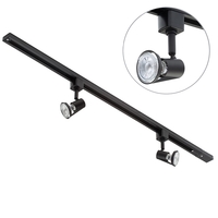 1 Metre Track Light Kit with 2 Harlem Heads and Halogen Bulbs - Black