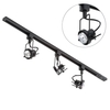 1 metre Track Light Kit with 3 Greenwich Heads and Halogen Bulbs - Black