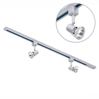 1 Metre Track Lighting with 2 Harlem GU10 Fixture & Halogen Bulbs - Silver