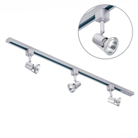 1 Metre Track Lighting with 3 Harlem GU10 Fixture & Halogen Bulbs - Silver