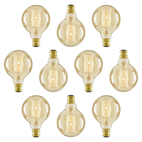 10 Pack of Vintage Cage Filament 40 Watt B22 Bayonet Cap Light Bulb - Gold Tinted