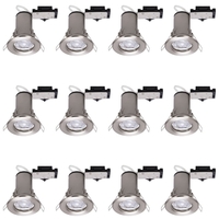 12 Pack of Fixed Fire Rated Downlighters with LED Bulbs - Brushed Chrome