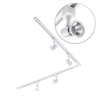 2 Metre L Shape Track Light Kit with 4 Harlem Heads and LED Bulbs - White