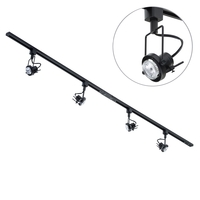 2 metre Track Light Kit with 4 Greenwich Heads and Halogen Bulbs - Black