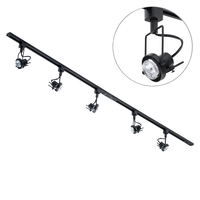 2 metre Track Light Kit with 5 Greenwich Heads and Halogen Bulbs - Black