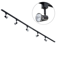 2 metre Track Light Kit with 5 Harlem Heads and LED Bulbs - Black