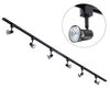 2 Metre Track Light Kit with 6 Harlem Heads and Halogen Bulbs - Black