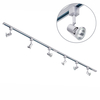 2 Metre Track Lighting with 6 Harlem GU10 Fixture & Halogen Bulbs - Silver