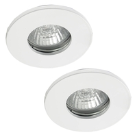 2 Pack of Fixed Fire Rated IP65 Recessed Downlight - White