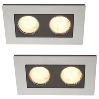 2 Pack of Heka 2 Light Twin Aluminium Recessed Downlights - Aluminium