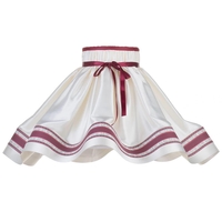 20 Inch Skirt Easy to Fit Shade with Red Stripe & Bow - Cream