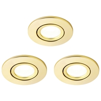 3 Pack of Adjustable LED Fire Rated IP65 Recessed Downlights - Satin Brass