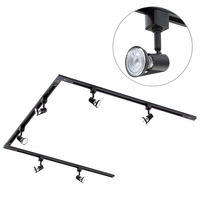 3m U Shape Track Light Kit with 6 Harlem Heads and HAL Bulbs - Black