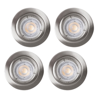 4 Pack of Diecast IP20 Rated Fixed Downlight with LED Bulbs - Brushed Chrome