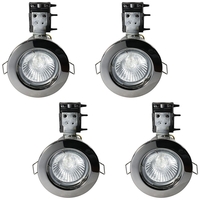 4 Pack of IP20 Fire Rated Recessed Downlighters with LED Bulbs - Black Chrome