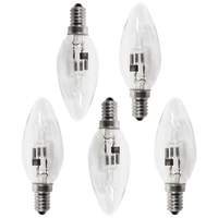 5 Pack of 42 Watt E14 Eco Candle Small Edison Screw Halogen Light Bulb - Clear