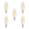 5 Pack of 4.5 Watt LED E14 Small Edison Screw Filament Candle Bulb - Warm White