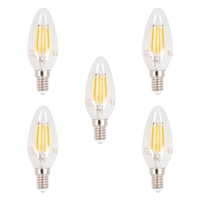 5 Pack of 4.5 Watt LED E14 Small Edison Screw Filament Candle Bulb - Warm White