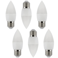 6 Pack of 6 Watt LED E27 Edison Screw Daylight Candle Bulb - Cool White