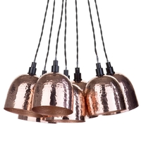 7 Light Cluster Ceiling Pendant with Hammered Shades - Copper