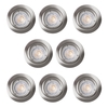 8 Pack of Diecast IP20 Rated Fixed Downlight with LED Bulbs - Brushed Chrome