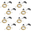 8 Pack of Tilt Recessed GU10 Downlight with LED Bulbs - Brushed Brass