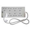 8 Plug 2 Metre Extension Lead with Surge Protector - White