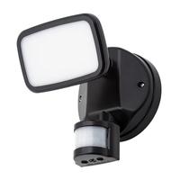 Alma Single 10 Watt LED Outdoor Flood Light with PIR Sensor - Black