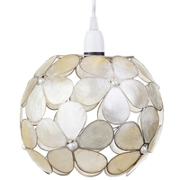 Floral Style Capiz Ball Easy to Fit Ceiling Shade - Champagne