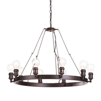 Industrial Pendant Light Vintage Cartwheel - Carter Rust 10 Light