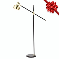 Industrial Style 1 Light Cantilever Floor Lamp - Black and Brass