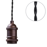 Industrial Style Braided Black Cable Ceiling Pendant - Antique Bronze