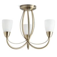 Madrid 3 Arm Semi Flush Ceiling Light - Antique Brass