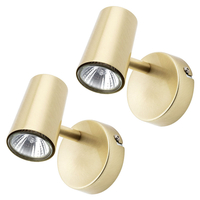 Pack of 2 Chobham Industrial Style Single Adjustable Spotlight Wall Light - Satin Brass