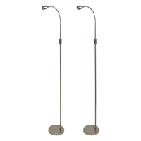 Pack of 2 Floor Lamps - Bishorn Adjustable LED - Brushed Chrome