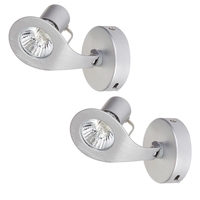 Pack of 2 Gino 1 Light Spotilght Wall Light - Aluminium