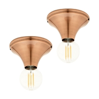 Pack of 2 Rosa 1 Light Flush Ceiling Cap Light - Antique Copper