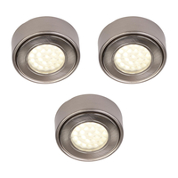 Pack of 3 Circular LED Under Cabinet Light Warm White - Satin Nickel