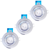 Pack of 3 Fire Rated IP20 Fixed Downlighter with LED Bulbs - Chrome