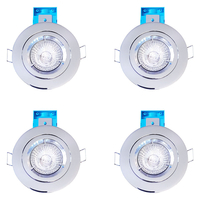 Pack of 4 Fire Rated IP20 Fixed Downlighter with LED Bulbs - Chrome