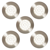 Pack of 5 Charles Circular Daylight LED Under Kitchen Cabinet Light - Satin Nickel