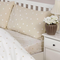 Polka Dot Kingsize Fitted Bed Sheet - Natural