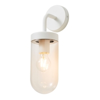 Reeth Outdoor Industrial Style Curved Arm Wall Light - Ivory